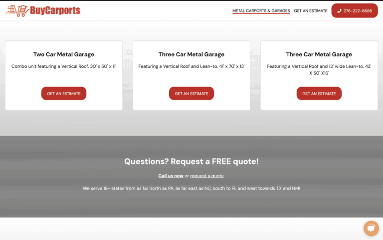 Buycarports new website